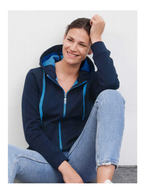 Felpa Con Pile Zip e Cappuccio - Donna